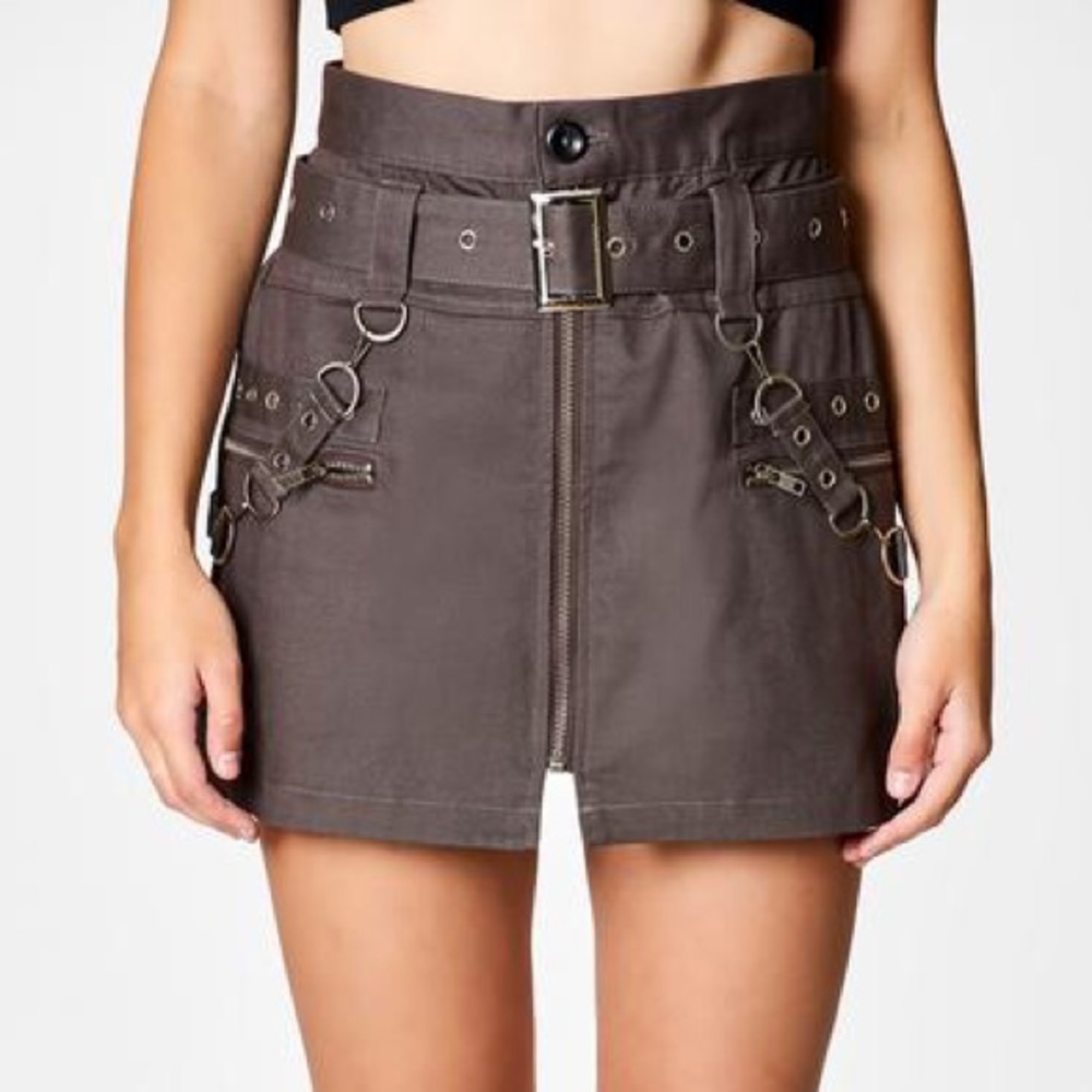 CARMAR - BELTED ZIP SKIRT WITH SUSPENDERS